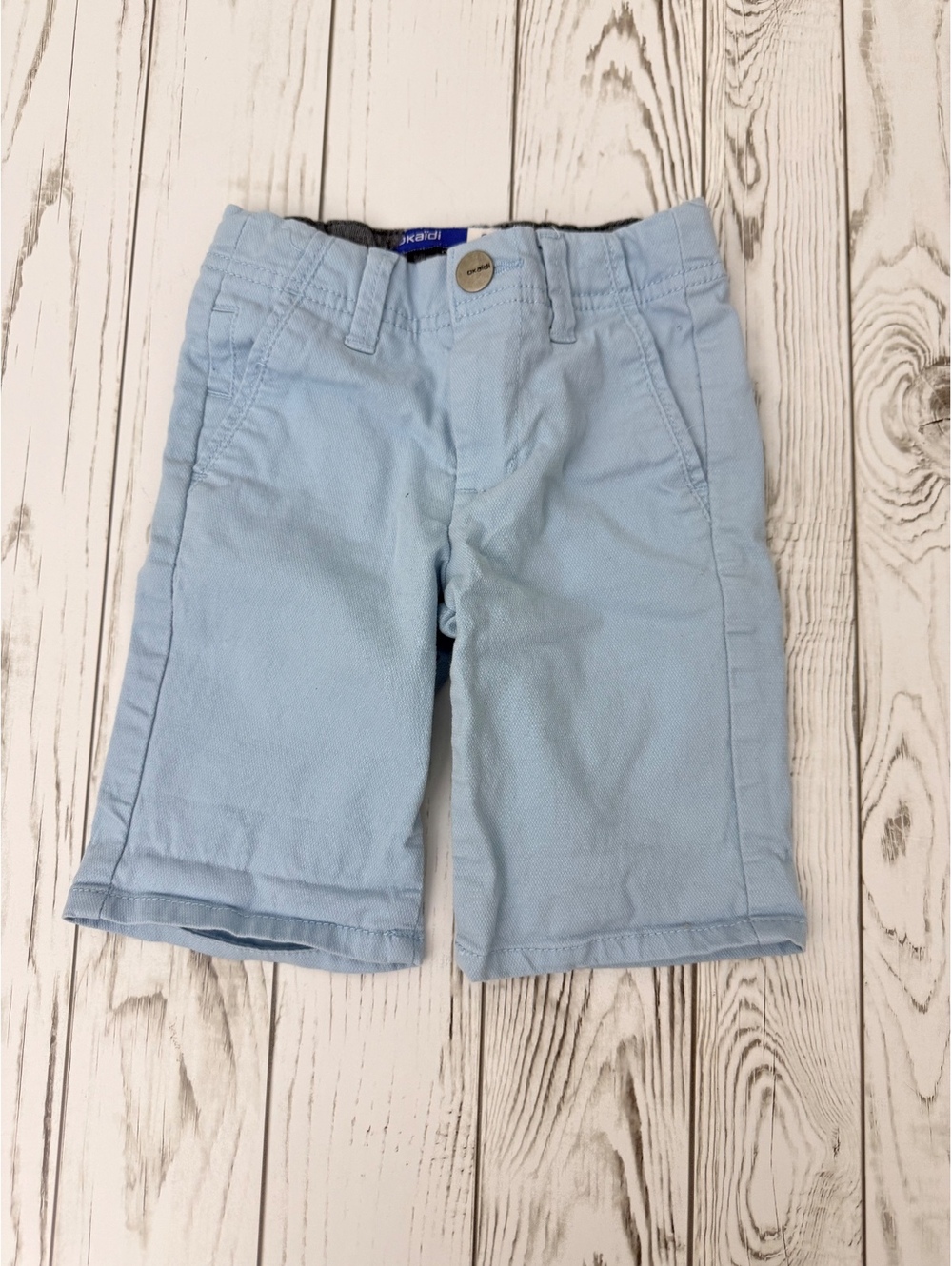 Okaidi Kid 3 Years Slim Light Blue Cotton Shorts